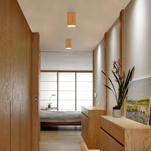 Lámpara de techo de madera compacta de 4000K para iluminar techos bajos y entradas oscuras 4
