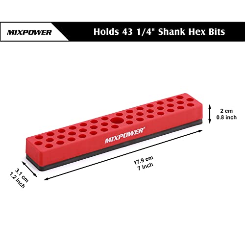 Image of MIXPOWER 1 /4 inch Magnetic Bits Holder,43 Hole Hex Bit Organizer with Strong Magnetic Base, Magnetic Tool Organizer