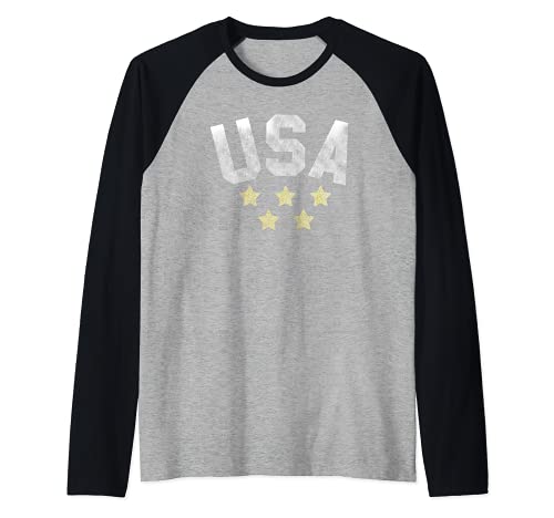 Trendy USA 1894 Red White And Blue Basic Raglan Baseball Tee, Black