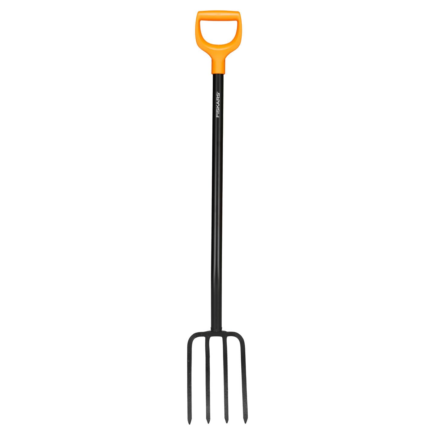 Fiskars1070673 Spade Fork for Hard, Stony Soils, with 4 Prongs, Length 120 cm, Steel Prongs/Plastic Handle, Black/Orange, Solid, Black/Orange