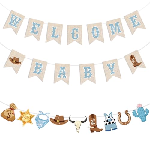 Epakh Western Cowboy Baby Shower Paper Banners for Boys