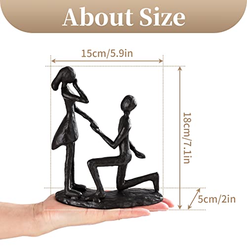 Sziqiqi Anniversary Wedding Gift for Couple: Iron 6th Anniversary Wedding Gifts for Her - Unique Couple Sculpture Iron Gift for 6 Year - Cast Iron Statue for Women Him Wife