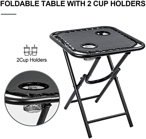 Flamaker Zero Gravity Chairs 3pcs, Heavy Duty Textoline Outdoor Sunloungers Reclining Garden Chairs Folding Chairs with Cup Holder and Headrest Pillow (Black)