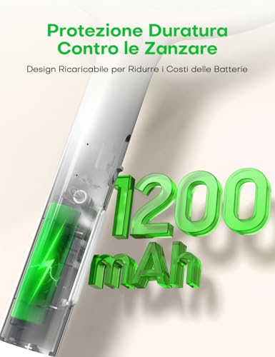 Aroeve Racchetta Zanzare Elettrica, 2-In-1 Racchetta Zanzare, 4000V, Base Di Ricarica Usb, Batteria Ricaricabile Da 1200Mah, Modalità Di Attrazione Auto, Luce Led, Protezione A 3 Strati,Bianco - 6