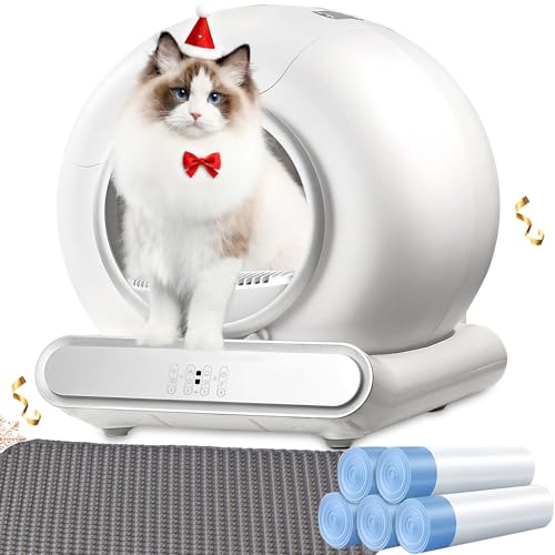 XQDKoon Lettiere Autopulenti Gatti 65L + 9 L con 5 Sacchi Spazzatura e 1 Tappetino Lettiera, Controllo APP, Deodorante Ionico para Hogares con Varios Gatos (C)
