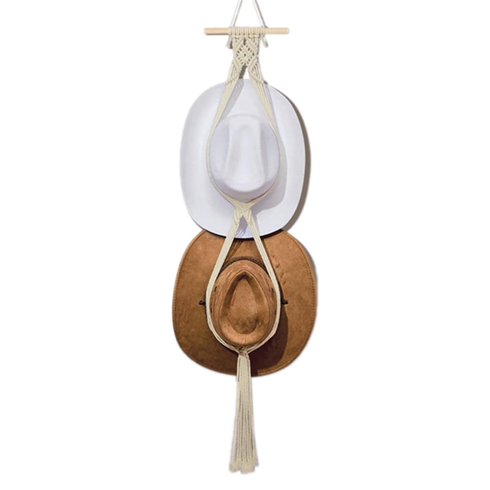 CTRLZS Hat Hangers Boho Hat Rack Hat Hanger Back of Door Hat Organizer Hanging Hat Decoration Easy Install Easy to Use, 2-Tier
