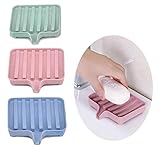 N /A Seifenschale Mit Ablauf, Seife Halter, Seifenschale, Dusche Seifenhalter mit Selbstentleerender Abtropfschale, Seifenbox, Seifendose, Seifenschoner Seifenkiste für Bad und Küche, 3 Stück