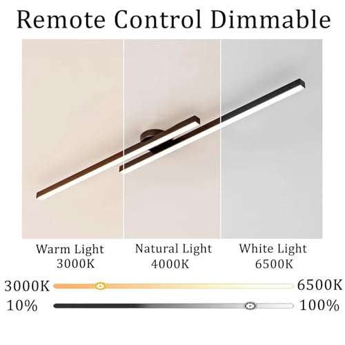 Plafonnier LED moderne dimmable noir 60cm de salon avec sa télécommande