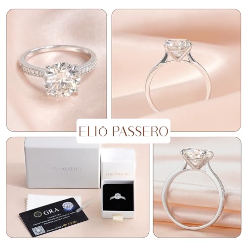 Elio Passero 1.5CT Moissanite Engagement Rings for Women,Women's halo Engagement Moissanite Promise Rings 925 Sterling Silver with 18K White Gold Plated,VVS1 Wedding Band Moissanite Ring Size 7.5 by Elio Passero - Used condition - Image 4