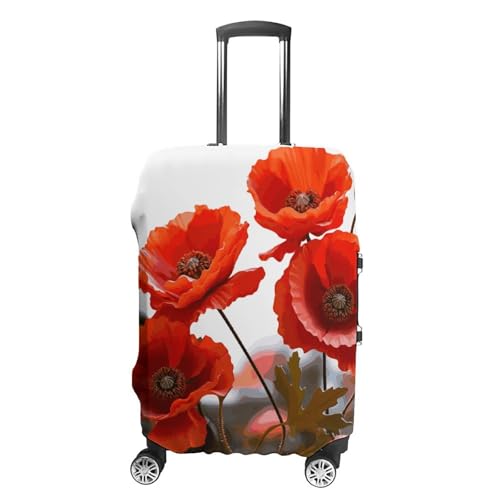 Anti-Scratch Luggage Cover Poppy Flowers Vivid Petals Printed Luggage Case Protector Washable Suitcase Covers Elastic Suitcase Protector for Size XL (30-32 inch) Luggage