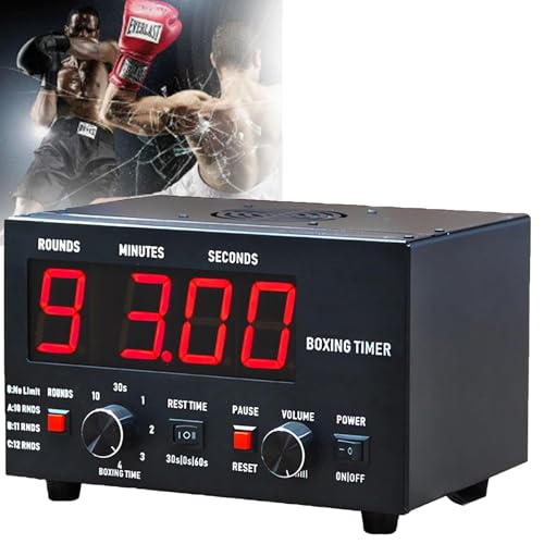 ZHIXUMM Temporizador De Intervalos De Boxeo Profesional, CronóMetro De Carrera, CronóMetro De Intervalos De Gimnasio con Pantalla Led, Tiempo De Entrenamiento Seleccionable Y Repeticiones De Ciclo