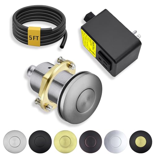 Image of BESTILL Garbage Disposal Air Switch Kit-UL Listed All Metal Sink Top Button in Brushed Nickel, Compatible with Kohler, Moen and Delta Faucets