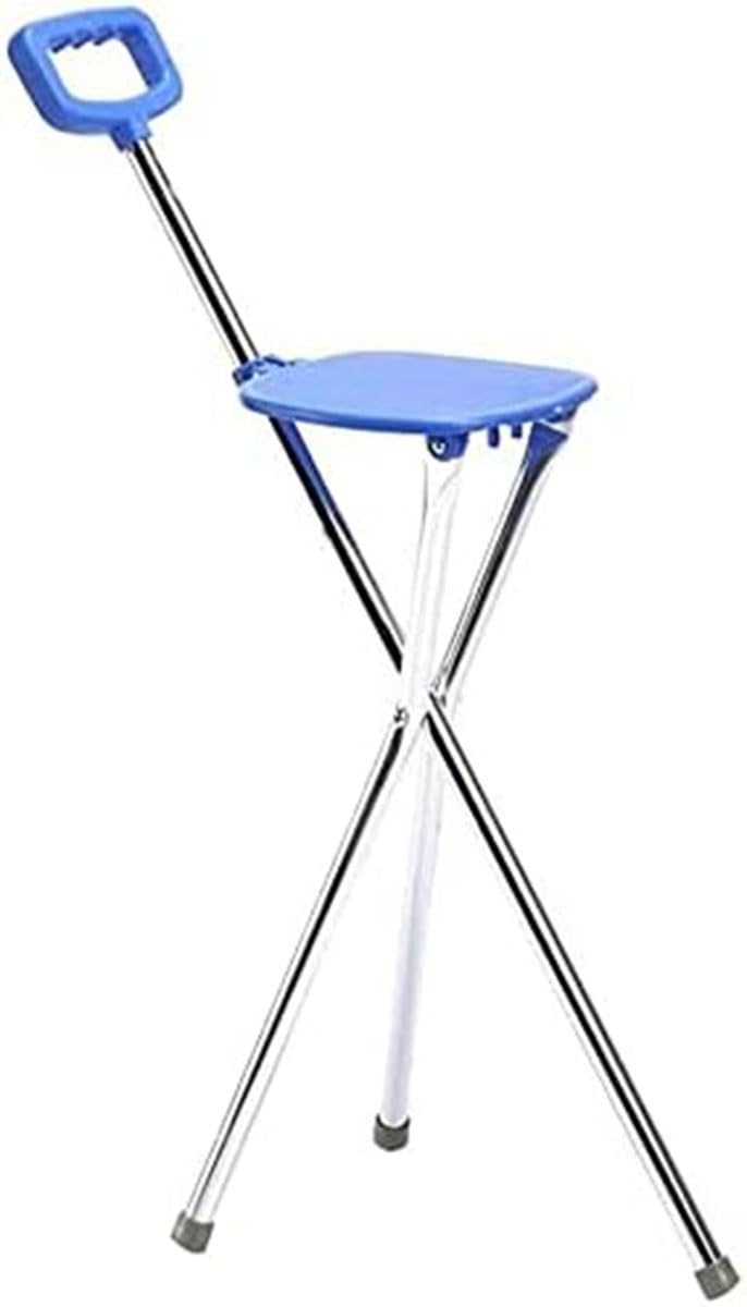 Taburete Plegable para Muletas Bastón con Silla para Caminar Bastón Trípode para Caminar Bastón Ortopédico Conteras Antideslizantes Ayuda para Caminar para Ancianos Y Discapacitados