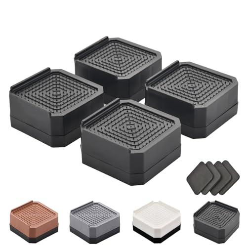 Image of EclatBain Adjustable Bed Risers 3.6&5.3 Inch, 4000 lbs, 4 Large Pack Black