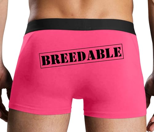 Knaughty Knickers Breedable Stamp Mens Pink Boxer Briefs Stretchy No Fly with Sexy Colorful Design
