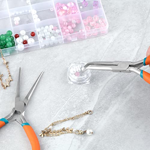 LEONTOOL 2 PCS Mini Needle Nose Pliers Set, Bent and Straight for Jewelry Making Wire Bending, Small Object Gripping - Image 3