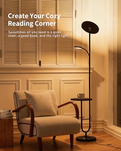 Lampadaire LED avec table 36W+7W dimmable et télécommande pratique - 5
