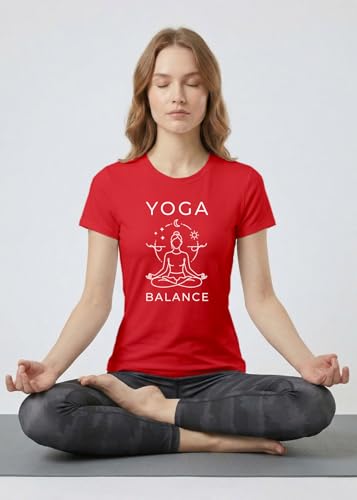 Image of INDISSH Yoga Tshirt for Women Cotton | Graphic Printed Yoga Round Neck Short Sleeves T-Shirt for Woman - WRN-YOGAB-PAR