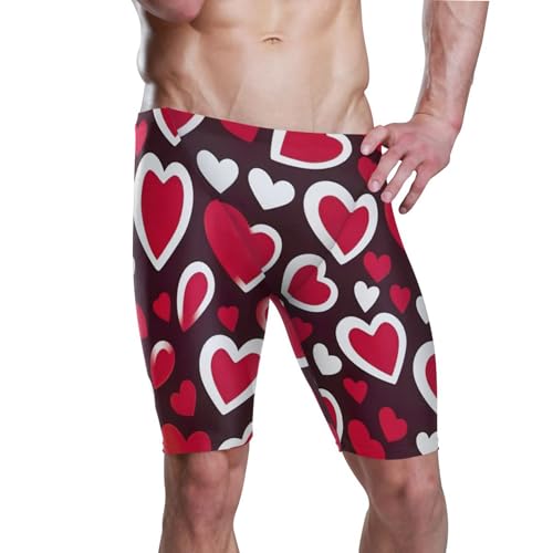 UMIRIKO Valentine's Day Heart Men's Swim Jammers Racing & Training Swimsuit Fast, Flexible,Comfortable XXXL B0401237