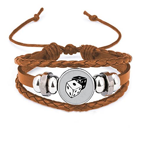 Bracelet en cuir motif dés de casino noir accessoire homme