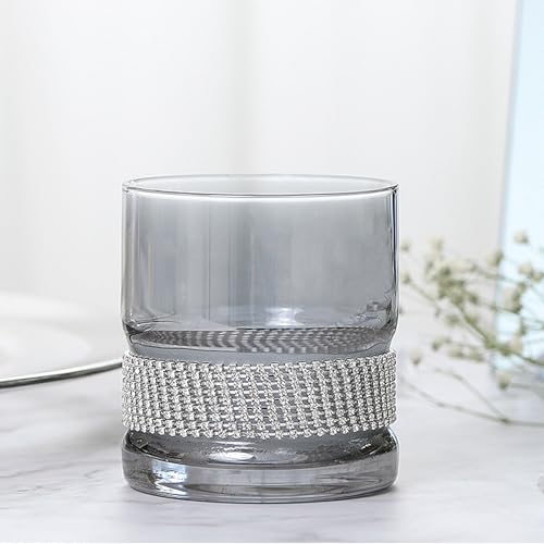Image of Lvpradior 2 Packs Unique Wine Glass, Stemless Wine Glasses with Crushed Diamond, Whiskey Glasses with Diamond Base, Hand Made Cocktail Cups for Wine Tasting, Wine Accessories (300ML)
