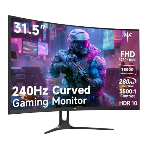 Image of KTC 32 Inch 280Hz 240Hz Curved Gaming Monitor, FHD 1500R PC Monitor 1080P, Adaptive-Sync, HDR, 128% sRGB, 3500:1 Contrast, HDMI /DisplayPort, VESA Compatible, H32C5