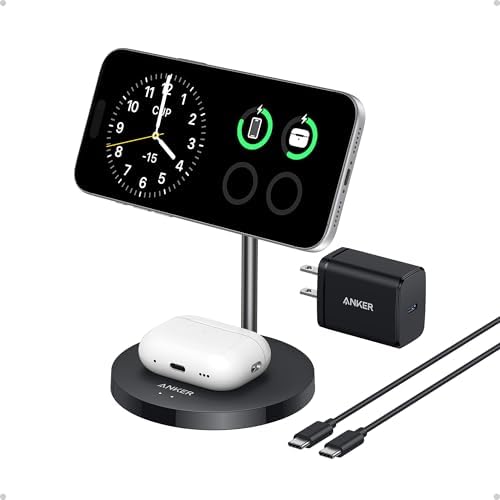 Anker MagGo 2-in-1 MagSafe Compatible Qi2 15W Wireless Charging S...