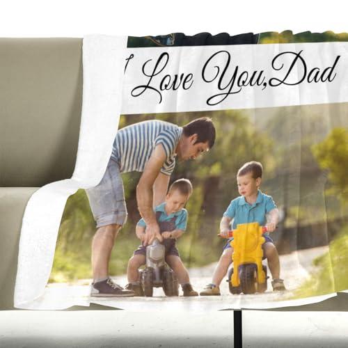 Image of inkArts Personalized Blanket, Custom Blanket with Photo, Customized Picture Blankets, Custom Photo Blankets, Personalized Fathers Day Blanket Gifts for Dad Baby Kid Family