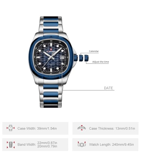 Image of NAVIFORCE NF9240 Square Unique Temperament Strap with dial Analog Watch