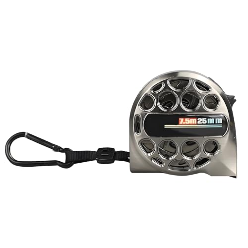 Mètre ruban en acier inoxydable, mètre ruban en métal, ruban à mesurer rétractable en métal, ruban à mesurer étanche (7,5 m x 25 mm)
