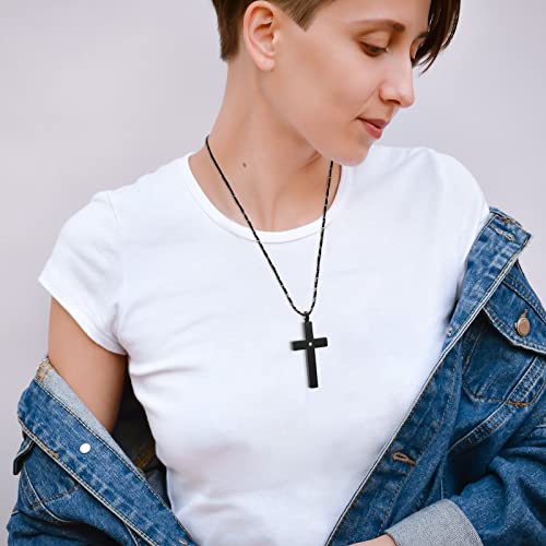 Imrsanl Crystal Cross Necklace for Ashes - Stainless Steel Keepsake Cremation Jewelry - Religious Cross Memorial Urn Necklace for Pet Human Ashes Pendant (Black-1) - Thumbnail 3