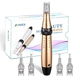 Dermapen BOWKA Microneedling Stylo roller Derma Pen électrique avec Lot de 2 embouts avec 12 broches à aiguilles, réglables 0,25 mm - 2,0 mm - Longueur et vitesse