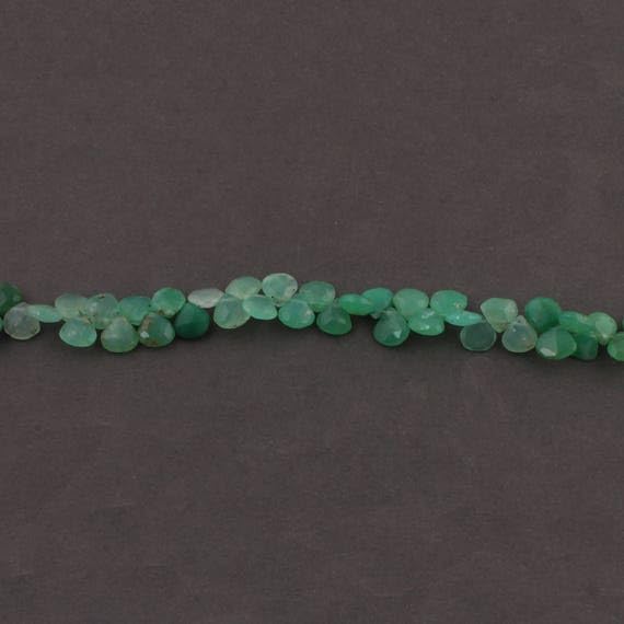 Chrysoprase briolettes cœurs de 8mm de 9 pouces pour créer vos bijoux d'été personnalisés