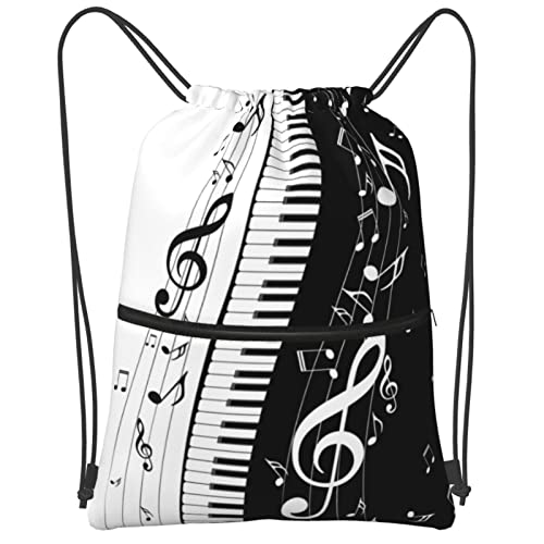 Famame Piano Keys Music Note Drawstring Backpack String Bag Sackpack For Gym Shopping Beach Sport Yoga