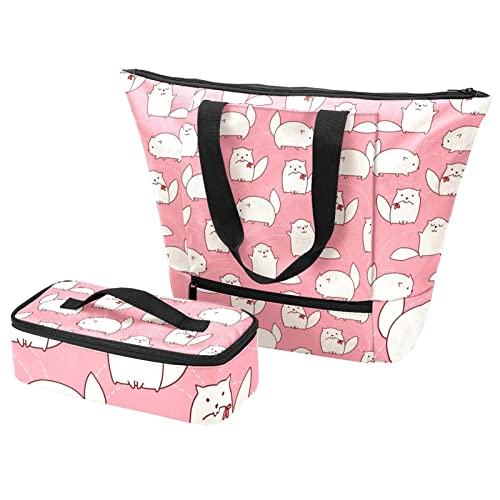 Grand sac fourre-tout et boîte à déjeuner isotherme motif hamster pour l'école