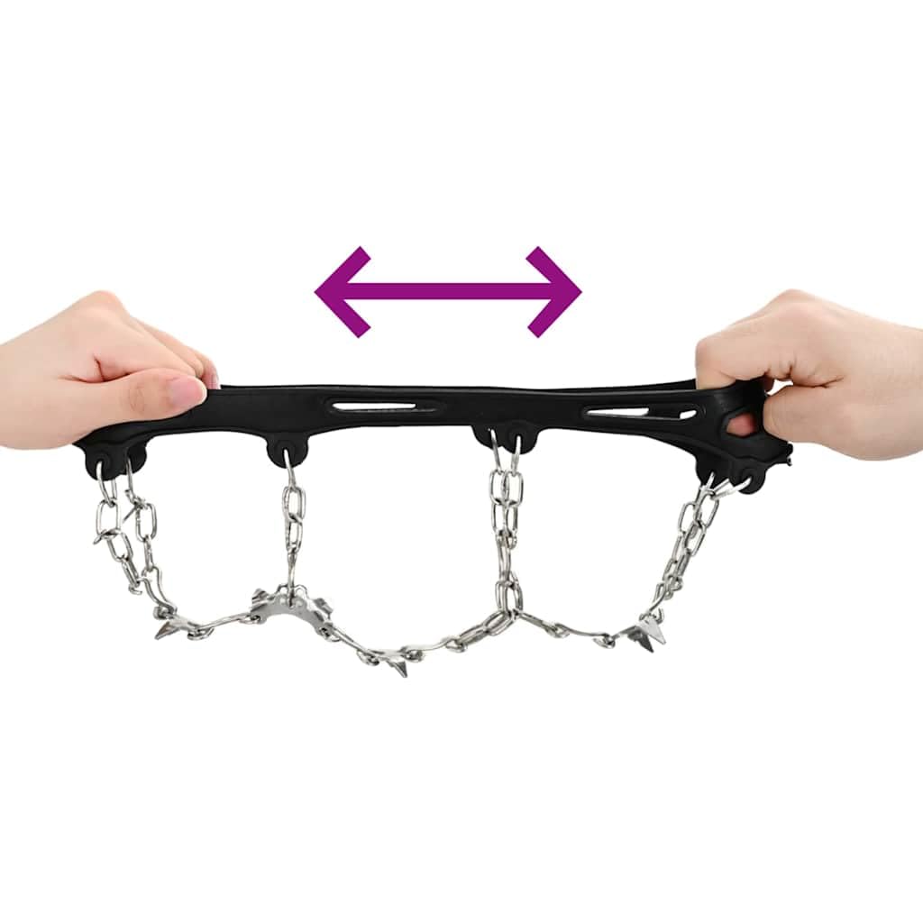 Crampons pour Chaussures en Acier Inoxydable Orange Taille L avec Dents, Fixation réglable, légers et résistants pour randonnée Hiver, Trek, Marche Nordique