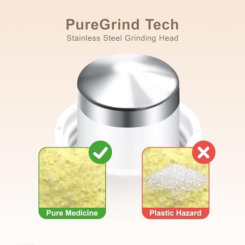 Image of Fullicon Stainless Steel Grinder, Pill Crusher Fine Powder, Black White