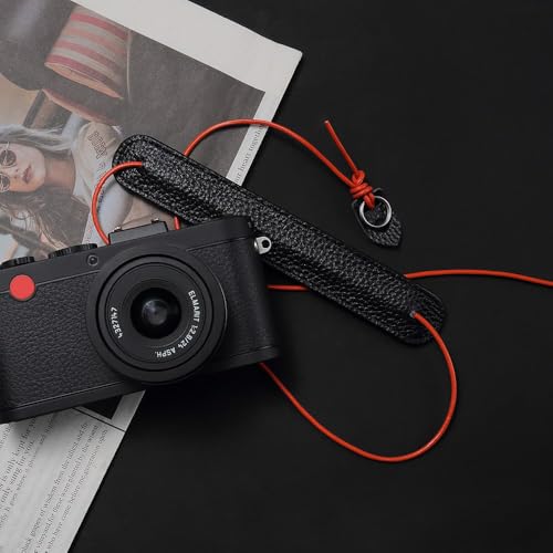 Image of Vintage Ultra-Thin Genuine Leather Camera Lanyard Cowhide Rope Neck Strap for Fujifilm X100VI X-HALF For Ricoh