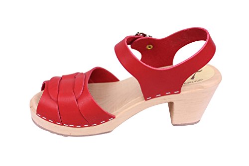Lotta From Stockholm Swedish Peep Toe Clogs In Red-41 #TOP5