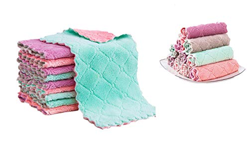 N / A Paños de Limpieza de Microfibra, Trapos, 10pcs, Toallas de Cocina, Trapos de Limpieza, 25 x 25 cm, Limpieza para Autos Baño, No Caer Cabello Trapo de Aceite Antiadherente (10PCS, 25 x 25 cm)