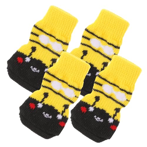 MERRYHAPY 4Pcs Non Slip Winter Pet Socks for Dogs Breathable Cotton Dog Socks with Cute Cartoon Design Washable Paw Protectors for Indoor Outdoor Use for Cold Weather