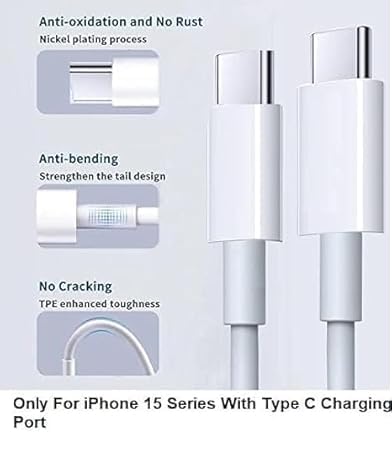 Image of Original 35W Dual PD 3.0 GaN USB-C Port Compact Power Adapter Plug Fast Wall Charger Adapter and 2 Type- c Cable Compatible for iPhone 15 Charger, 15 Pro Max / 15 Plus (DEC63)