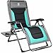 EVER ADVANCED Oversize XL Zero Gravity Recliner Padded Patio Lounger Chair with Adjustable Headrest Support 350lbs, Green