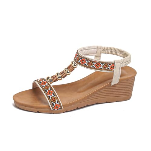 Sandales bohèmes femme plateforme été chaussure de loisirs bout ouvert