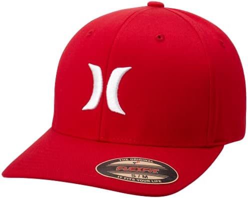 Hurley Mens Textured Fitted Baseball Cap, Moisture Wicking, Curved Brim