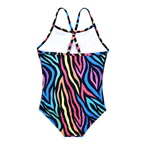 Image of Girls Colorful Irregular Stripes Bathing Suits One Piece Swimsuits Cute Beachwear 2-12 Years