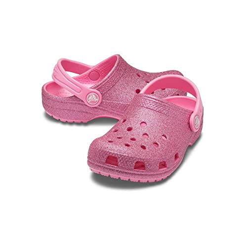 Image of Crocs Unisex-Child Classic Glitter Clogs | Sparkly Shoes for Kids, Pink Lemonade, 13 Little Kid