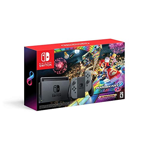 Nintendo Switch with Gray Joy-Con & Mario Kart 8 Deluxe