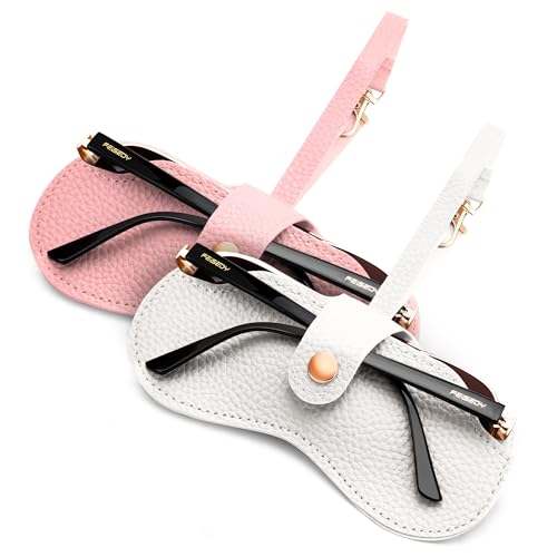 Image of FEISEDY Sunglass Case, 2Pcs Soft Leather Eyeglass Cases for Women