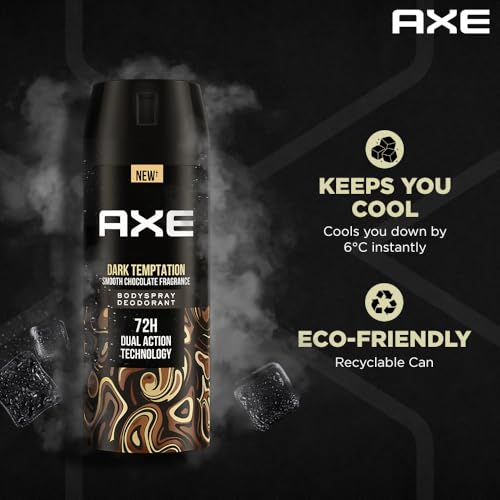 Image of Axe Dark Temptation Men's Deodorant, Long Lasting Deodorant Spray For Men With An Irresistible Scent 150ml, Pack of 3